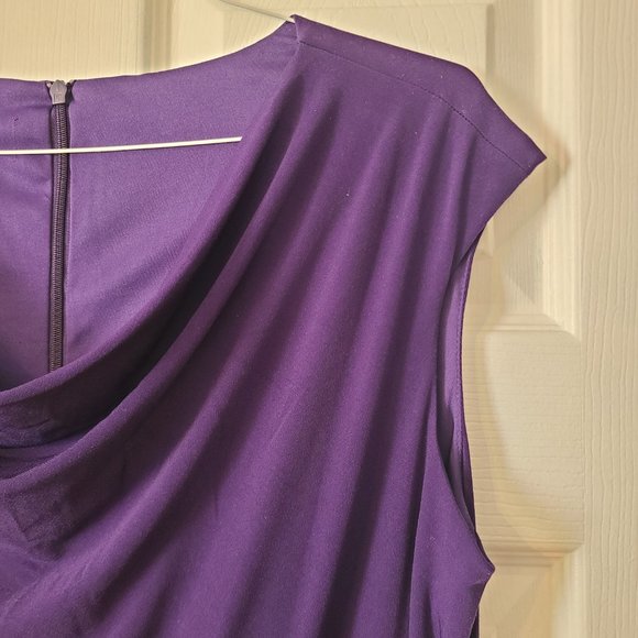 Purple Draped Neck Polyester Dress ~ Size 12-14 Large - Picture 5 of 7